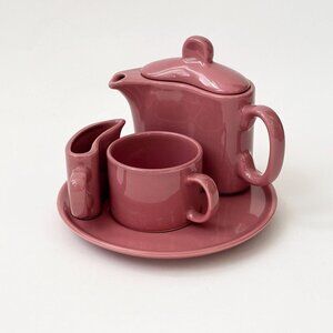 Midcentury Mauve | Pink Full Tea or Coffee w Sugar & Creamer Pottery Vintage Set